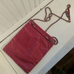 Magenta leather cross body HOBO bag